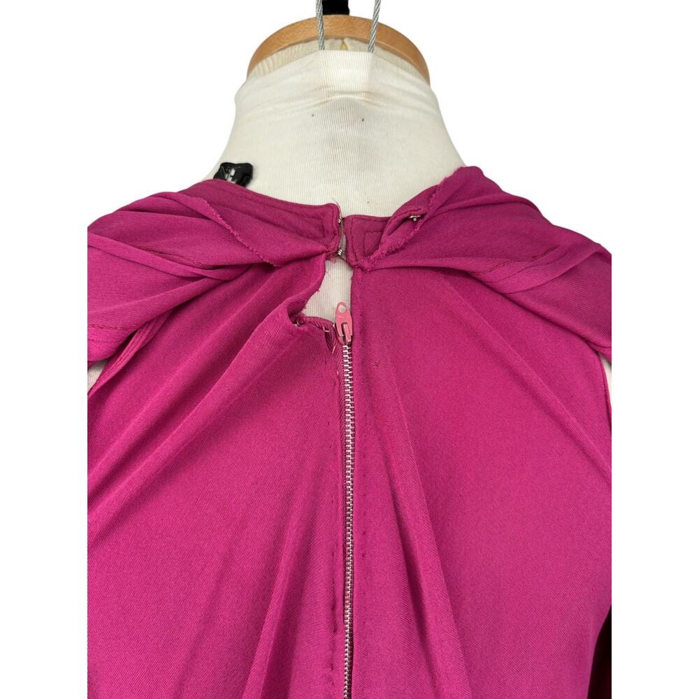 Vintage Jean Muir Original England Maxi Batwing Cape Dress Womens 12 Magenta - Picture 15 of 16